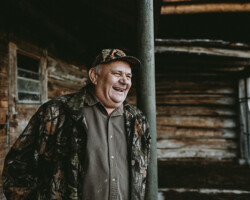 Andrew “Della”
Dombroskie, Barry’s Bay, age 67 (1954-2022). Della at his homestead/farm
outside of Barry’s Bay. He passed away in January of 2022. He will be remembered for his big laugh, wide smile and kind, open heart.