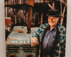 Maureen MacMillan | Photograph mounted on metal | $175. To purchase this piece please contact anya@ov-caos.org Willie and the Deutz, 2024 photograph by Maureen MacMillan