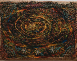 Fabric collage and embroidery by artist Pat Thurston